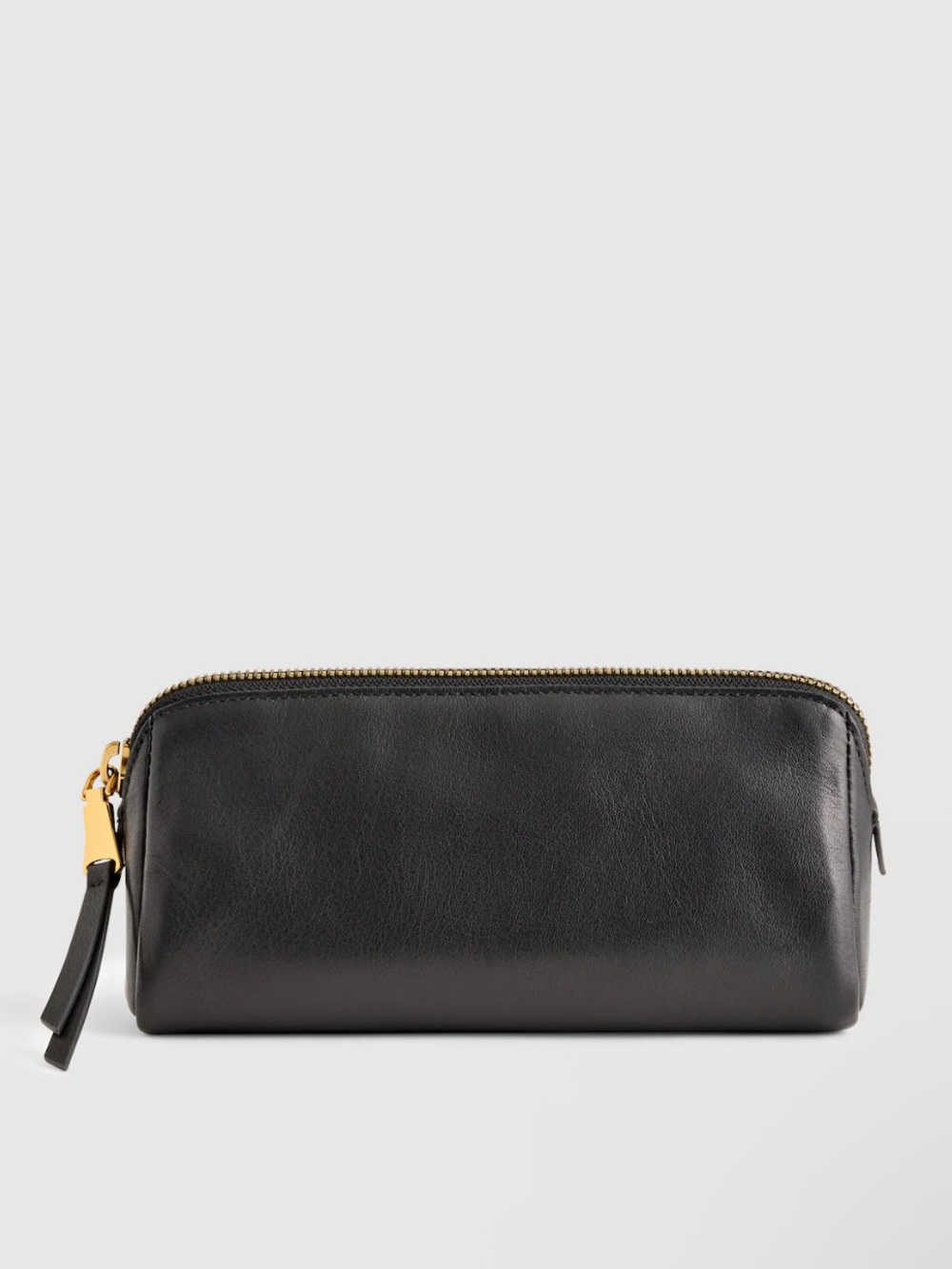 NWOT Madewell Black Leather Makeup Pouch with Gold Zipper NY486